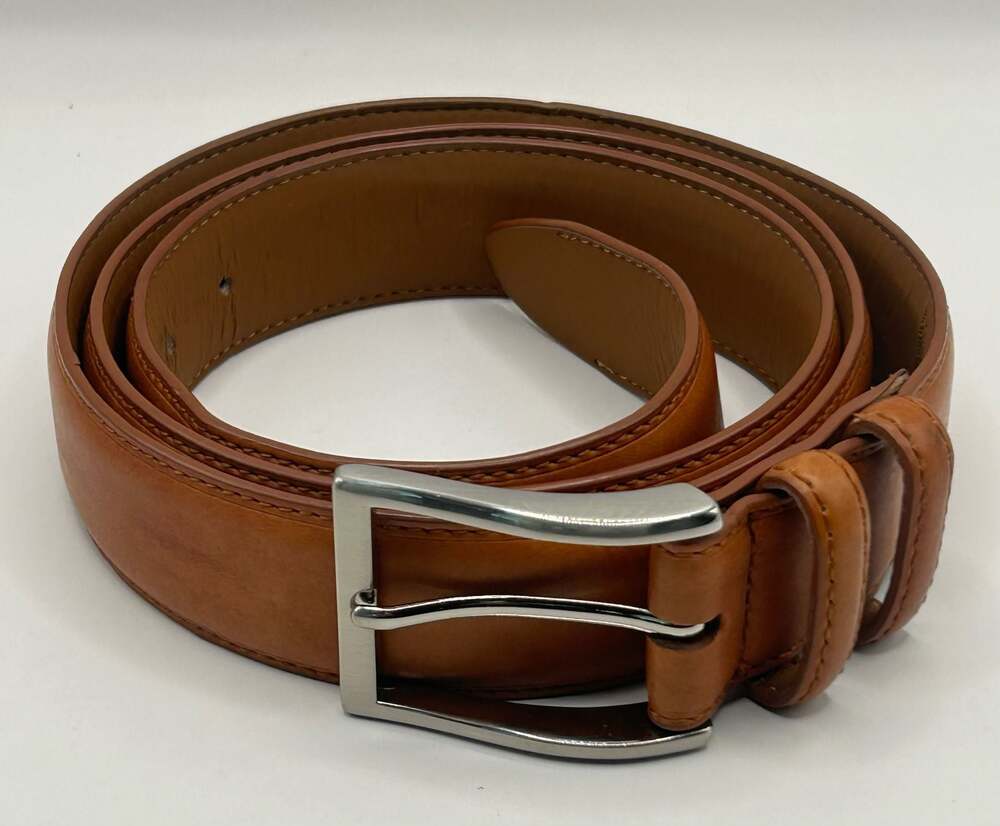 Cognac Coated Leather Belt